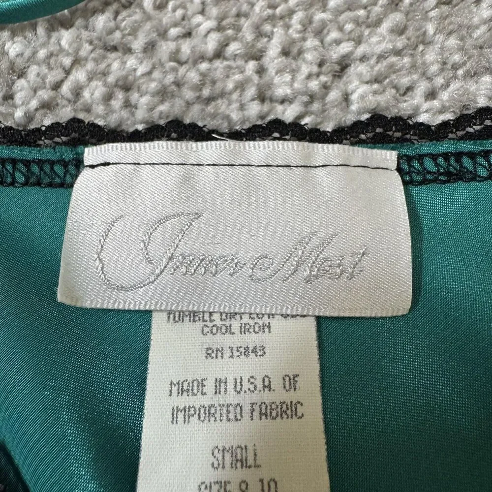 VINTAGE Inner Most Slip Womens Small Teal Lace Satin Chemise USA Sears Cami 90s